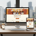 Fundraising landing page displayed on desktop, tablet, and smartphone with hero image and Shop Now button